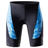 GFDSGRE Radlerhose Herren Triathlon-Shorts for Herren mit verstellbarem Kordelzug, leicht erreichbare Beintaschen, gepolsterte Tri-Shorts for Herren Fahrradhose(Blue-L,XXL)