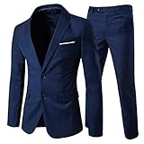 Allthemen Anzug Herren Anzug 2 Teilig Slim Fit Herrenanzug Hochzeit Anzüge Herren Modern Sakko für Business Dunkelblau(2 Knöpfe) 3XL