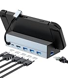 Dockingstation für Steam Deck mit Valve Steam Deck/OLED/ASUS ROG Ally X/Lenovo Legion go/MSI Claw, 6 in 1 Steam Deck Dock mit HDMI 2.0 4K@60Hz, USB 3.0, Gigabit-Ethernet, 100W Ladung