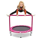 COSTWAY Ø92cm Mini Trampolin, Fitness Trampolin faltbar, Kindertrampolin bis 150kg belastbar, Gartentrampolin, Indoor- und Outdoortrampolin (Rosa)