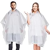 2 Stück Regenponcho, EVA Wiederverwendbarer Tragbarer Unisex-Regencape für Survive, Fahrrad, Wandern, Camping, Angeln, Konzert, Stadion, Festival (Weiß)