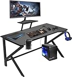 nwixbqoqn Gaming-Schreibtisch, 100 x 55 cm, Gamer-Schreibtisch mit Bildschirmhalterung, Gaming-Tisch aus Kohlefaser mit Haken für Kopfhörer und Becherhalter, ergonomischer Gaming-Tisch zum Arbeiten,