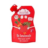 FruchtBar Bio Tomatensoße im Quetschie mit Tomate, Karotte, Basilikum & Crème fraiche, 6er Pack, ohne Zuckerzusatz, für Kinder ab 12 Monaten, 6 x 190g