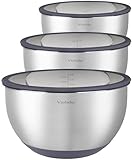 Winzbacher Edelstahl Schüssel mit GLAS-Deckel [3er Set] 1l...