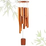 DONGDA Bambus Windspiel, 6 Rohre Windspiel Holz Draußen Glockenspiel Garten Windspiele für Draußen Hängend Holz, Klangspiel für Draußen Wind Chimes inkl. S-Haken, Gedenk-Geschenke (Holzfarbe)