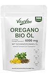 VitalVibe Oregano Öl Kapseln BIO - mit Schwarzkümmelöl - 6000mg Oregano-Öl Unterstützt Gesundheit von Immunsystem & Verdauung,hohem Anteil an Carvacrol und Thymoquinon,Non-GMO (300 Kapseln)
