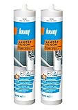 Knauf Sanitär-Silicon Zweierpack, Bad & Dusche – dauerelastischer Silikon-Dichtstoff, schnell vernetzend, Anti-Schimmel, wasserfest, 2 x 300 ml, Weiß