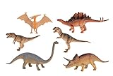 Idena 40221 - Spielfiguren Set mit 6 ca. 15 cm großen Dinosauriern, Kinder-Spielzeug ab 3 Jahre für Spielspaß in der Badewanne, dem Sandkasten und Kinderzimmer