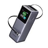 UGREEN Nexode Power Bank 20000mAh, 165W Schnellladen, 65cm einziehbares Kabel, Kompatibel mit iPhone 17/16/15 Serie, Galaxy S25 Ultra, MacBook, Dell Laptop und mehr