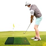 COSTWAY 42 x 65cm Golf Abschlagmatte, Golf Trainingsmatte 3 Farben langes und kurzes Gras, Golf-Übungsmatte klappbar mit 2 Teehaltern für Indoor & Outdoor, Anfanger Golf Zubehör