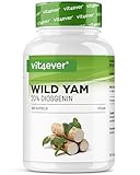 Wild Yam Wurzel Extrakt - 365 Kapseln - Original Mexican Wild Yamswurzel - Hochdosiert mit 880 mg Extrakt (davon 176mg Diosgenin) je Tagesdosis - Vegan