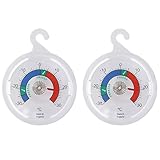 Doppelpack Kühlschrankthermometer Zifferblatt Kühlschrank Thermometer, 65 mm Zifferblatt Kühlschrank Gefrierschrank Thermometer mit farbigen Zonen