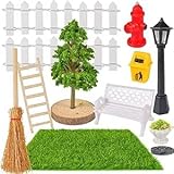 Miniatur Garten Zubehör 12 Stück, Mini Gartenmöbel Deko,Mikrolandschaft, Mini Garten Möbel Deko Set, Geeignet für Outdoor-Gartendekoration Puppenhaus DIY Dekoration Märchengarten, für Kinder