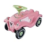 BIG-Bobby-Car Classic Flower - Kinderfahrzeug mit Blumenaufklebern für Jungen und Mädchen, belastbar bis zu 50 kg, Rutschfahrzeug für Kinder ab 1 Jahr, pastell rosa, grün