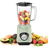 HOMEASY Standmixer mit 1L Mixbehälter BPA frei, 500W Mixer mit 2 Stufen und Pulse-Funktion, Retro Smoothie Maker, Blender Mixer elektrisch, Edelstahlmesser für Eiscrush, leistungsstarker Küchenmixer