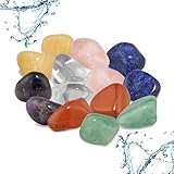 PURAJA Große Wasserstein-Mischung | 100% natürliche Trommelsteine | Heilsteine Set mit den 7 beliebtesten Chakra Steinen | 300g Edelsteine | Premium Wassersteine zur Wasseraufbereitung