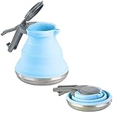 Rosenstein & Söhne Camping Wasserkocher: Faltbarer Silikon-Camping-Wasserkessel mit Edelstahlboden, 1,5 Liter (Wasserkocher ohne Strom, faltbar, Reisewasserkocher)