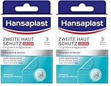 Hansaplast Pflaster Zweite Haut Schutz Gross (3 Strips), dünnes und flexibles Hydrokolloid-Pflaster mit Heilkapsel-Technologie, wasserdichtes Wundpflaster mit extra starkem Halt für mindestens 72h