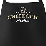 SpecialMe® Küchen-Schürze eigener Name Schriftzug Chefkoch individualisierbar Kochschürze Männer personalisierte Geschenke schwarz Unisize