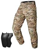 VOTAGOO Taktisch Hose Herren Camo Militärhose Combat Paintball Hose Taktische Pants Abnehmbare Kniepolster Outdoor-Aktivitäten (L, CP)