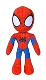 Simba 6315875810X06-Disney Marvel Spidey, 25cm Plüschfigur mit Glow in the dark Augen, Spiderman Filmfigur, Plüschspielzeug, Spinne, Comic Figur, Superheld, ab den ersten Lebensmonaten geeignet