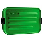 SIGG Metal Box Plus S Green Lunchbox 0.8 L, Moderne Brotdose mit praktischem Einsatz, federleichte Brotbox aus Aluminium mit Trennwand