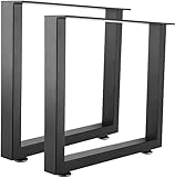 Homtone Metall Tischbeine 40cm Hoch, 2 Stück Quadrat-Form Industrial Metallfüße Tischgestell Tischkufen, Kohlenstoffstahl Tischbeine für DIY Sitzbank, Couchtisch, Schwarz