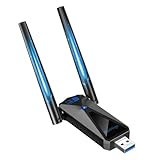 ElecMoga WLAN Stick WiFi 6, 5400Mbps WLAN Adapter PC, USB Stick 3.0, 2dBi High Gain Antennens, Unterstützt Tri-Band Internet 2.4GHz/5GHz/6GHz, Kompatibel mit Windows 10/11