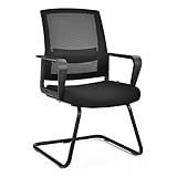 COSTWAY Freischwinger Stuhl, Schwingstuhl mit Armlehne, Konferenzstuhl, Bürostuhl, Computerstuhl bis 136kg belastbar, Besucherstuhl für Büro, Konferenzraum, Arbeitszimmer