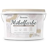 derendo Möbelfarbe Holzfarbe für Innen – Ohne Schleifen, Kratzfest & Hochdeckend – Wasserbasierter Lack für Möbel, Türen & Küchen – Emissionsarm & Pflegeleicht Sandbeige, 2,5 Liter