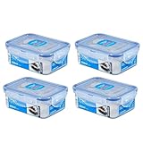 LocknLock 4 STÜCK HPL806 Vorratsdosen - Frischhaltedosen 350 ml - Maße (LxBxH): 135 x 102 x 52 mm - Geeignete Dosen zum Einfrieren und Mikrowelle - Lock and Lock Dosen Food Box Meal-Prep-Boxen