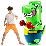 JOYIN Aufblasbarer Boxsack für Kinder und Erwachsene,T-Rex Dinosaurier Bopper 47 Zoll, Freistehendes Boxspielzeug Fitness,Standboxsäcke,Kinderboxsack mit Bounce-Back-Aktion