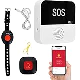 Umelee Notrufknopf für Senioren, Senioren Notruf, SOS Notfallknopf + Notrufarmband + Empfänger, Smart WiFi Hausnotruf für Ältere Menschen, Behinderte, Patienten, Kinder