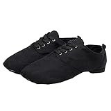 Jazzschuhe Damen Schwarz,Herren-Jazz-Schuh,Leinwand mit Ledersohle professionelle Jazzstiefe Tanzschuhe Fußlänge messen und Größe wählen(Schwarz,45)