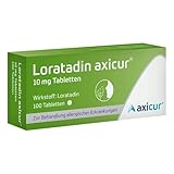Loratadin axicur 10 mg Tabletten, zur Behandlung von Allergien - Lindert allergische Symptome wie brennende Augen, Niesen, laufende Nase, Juckreiz und Hautrötungen, 100 St