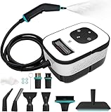 Dampfreiniger Handgerät, 6-Gang Steam Cleaner mit Großem Tank & 10 Zubehör, 10s Schnellheizungs Handdampfreiniger für Küche, Bad, Auto Detailing, Fliesen & Boden Reinigung