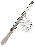 TITANIA Pinzette aus Solingen (8cm) • Made in Germany • Augenbrauen-Pinzette zum Zupfen • Extra präzise • Für Haarentfernung · Gerade, breite Spitze