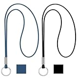2 Stück Schlüsselband Lang Lanyard Schlüsselanhänger Umhängeband Lanyard Schlüsselband Schlüsselkette Band mit Ring für Schlüssel Ausweis Handy Kamera Lanyard (Schwarz und Blau)