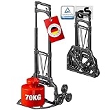 ATHLON TOOLS Aluminium Treppensteiger-Sackkarre klappbar TÜV geprüft – extra Langer Griff 110 cm, Ladefläche mit Anti-Rutsch-Pads, inkl. 2 Expanderseilen