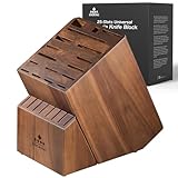 ENOKING Messerblock ohne Messer, 25 Schlitze Messerblöcke aus Akazienholz für die Küchenmessern, Hochwertiges Messerblock für Messer und Geflügelschere/Wetzstahl