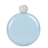 jieGorge 140 ml tragbarer Edelstahl-Flasche für Wein / Alkohol / Likör, kreativer Kristalldeckel, Glas und Flasche für Ostern (blau)