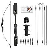 Recurve Bogen und Pfeile Set Bogenschießen Takedown Bogen Jagd 30/40lbs Erwachsene Jagdschießen Outdoor Anfänger Schießen mit Bogenschießen Zubehör Langbogen Set (30lbs Bogen Set)