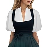 Generisch Dirndl Bluse Damen Puffärmel Dirndlbluse Damen Weiß Elegante Trachtenbluse Spitze V Ausschnitt Trachtenblusen Dirndlblusen