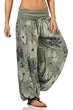 Sockenhimmel Sommerhose Flatterhose Haremshose Damen Sommerhosen Freizeithose Yogahose Urlaubshose Pumphose Aladinhosen (40-42, Khaki)