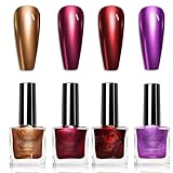 4 Farben Metallic Nagellack Set - Mirror Spiegelnagellack Effekt Schnelltrocknend Chrom - Quick Dry Metallic Nail Polish - Shimmer Chrome Nail Polish für Frauen Mädchen(4Pcs,7.5ML)