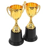 POPETPOP 2 Mini-Trophäenbecher in Gold: Kleine goldene Trophäenbecher für – Plastikauszeichnung mit Sockel für Partys, Fußball und akademische Erfolge