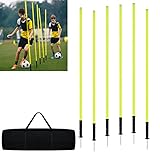 YRHome Slalomstangen Fussball Set 150cm Slalom Poles 6 Slalom Stangen mit Erdspieß Sprunghafte Agilität Stangen Fussball trainingszubehör für Koordinationstraining, Slalom, Fußball, Hundetrainingsset