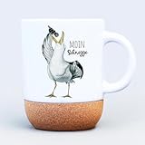 Tasse Becher Keramiktasse mit Kork Korktasse Möwe maritim Spruch sing Moin oder Moin Schnegge Kaffeebecher Kaffeetasse Geschenk tsk05 - ausgewählte Größe: *Möwe Moin Schnegge (tsk05)*