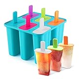 Eisformen Silikon,DEHUB Eisformen Eis am Stiel Silikon,6 Popsicle Formen Set,LFGB Geprüft und BPA Frei Eisform Lebensmittelqualität EIS-Pop-Hersteller,Ice Lolly Mold mit Sticks und Tropfschutz(Blau)