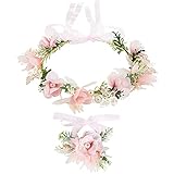 Taumie Blumenkranz Blume Krone Stirnband, Blumen Stirnbänder Kopfschmuck Haarbänder Floral Girlande, Damen Mädchen für Festival Party Hochzeit Strand